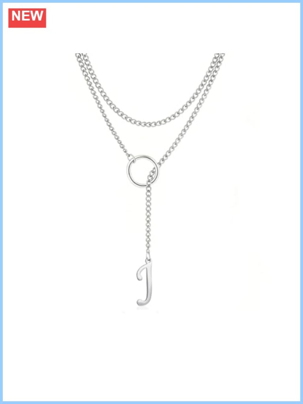 Stainless Steel Initial Y-Necklace Adjustable Cuban Link Choker Punk Statement